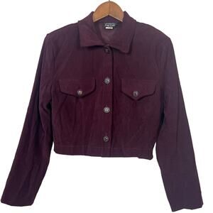 Vintage Mark Farrell Blazer Jacket Shacket Crop Mod Button Front Eggplant - S